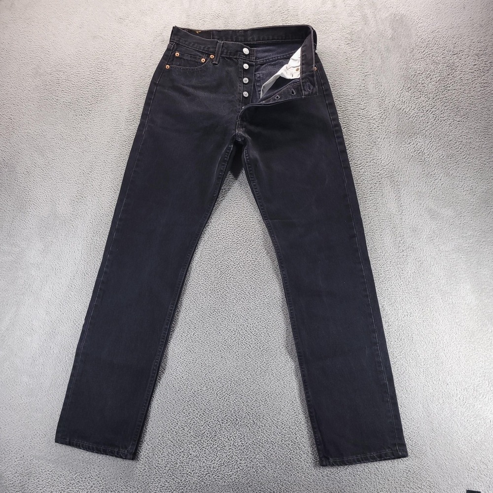 VTG Levis 501 Jeans Womens 30 Black Straight Made in USA 90s Button Fly